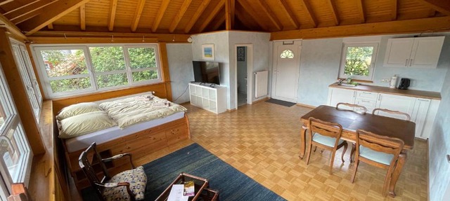 Bright studio with a garden